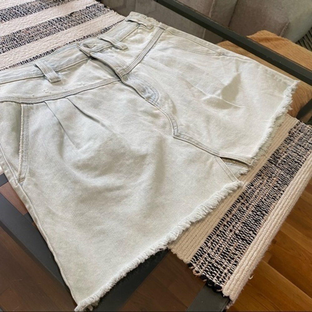 Free People Side Car Mini Skirt denim raw hem - Picture 7 of 16